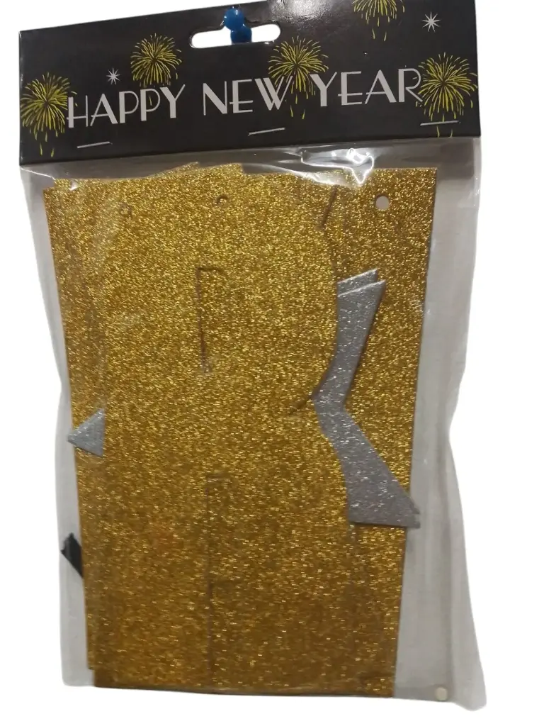 BANNER HAPPY NEW YEAR DORADO ESCARCHADO 