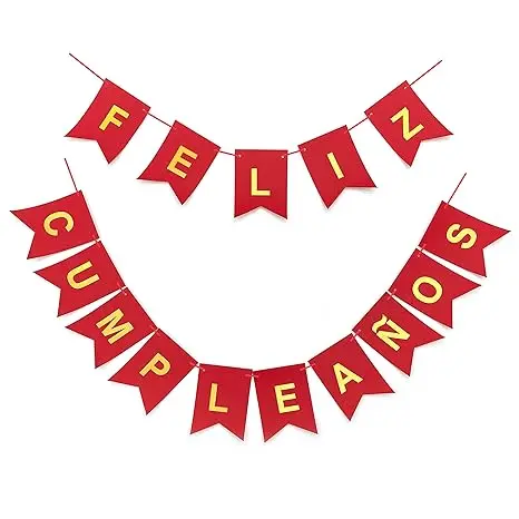 BANNER FELIZ CUMPLEAÑOS ROJO BRILLO
