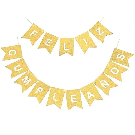 BANNER FELIZ CUMPLEAÑOS DORADO BRILLO