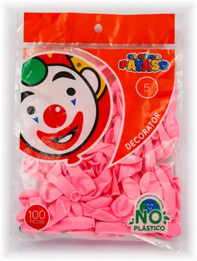 [0302] 5" PAYASO ROSA BEBE C/100PZ