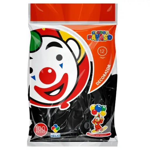 [2061] 12" PAYASO NEGRO C/100PZS