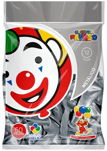 [4248] 12" PAYASO METALICO PLATEADO C/50PZS