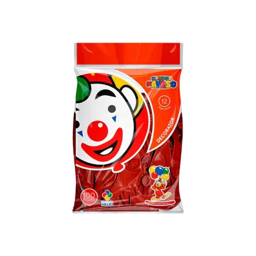 [4705] 12" PAYASO ROJO CEREZA C/100PZS