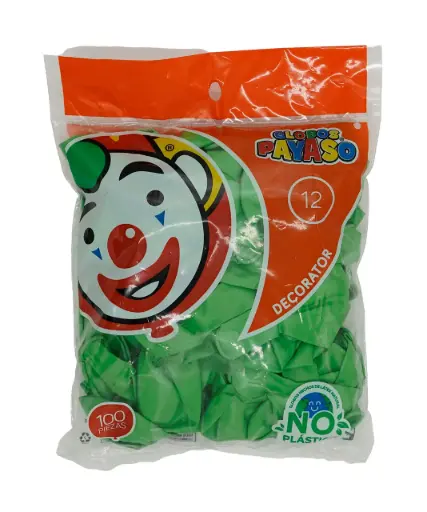 [931] 12" PAYASO VERDE LIMA C/100PZS