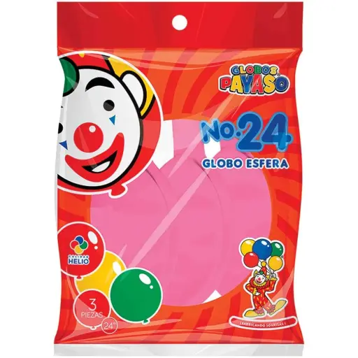 [5212] 24" PAYASO ROSA BEBE C/3PZS