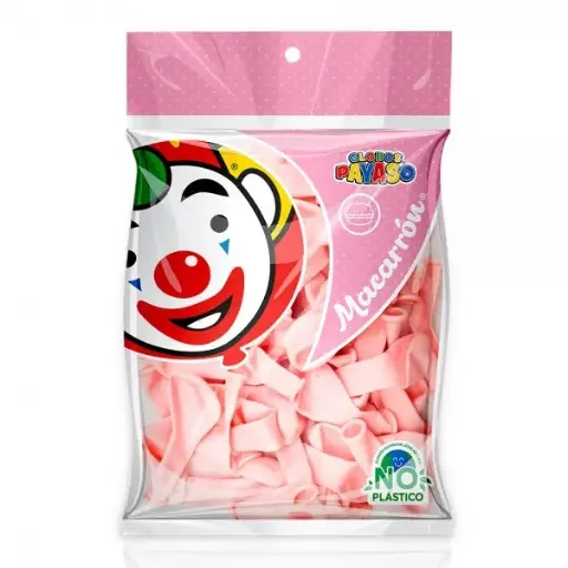 [256] 5" PAYASO MACARRON FRESA C/50PZS
