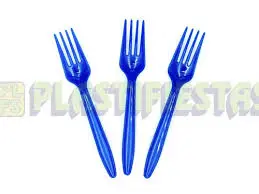 [65] TENEDOR PLASTICO PARTY IS ON AZUL REY C/20PZS