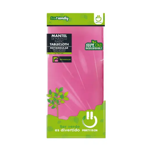 [112] MANTEL PLASTICO PARTY IS ON ROSA RECTANGULAR