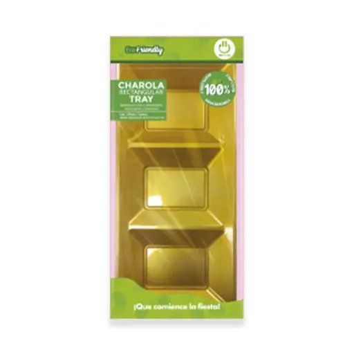 [7625] CHAROLA PARTY IS ON RECTANGULAR DORADO C/3PZS