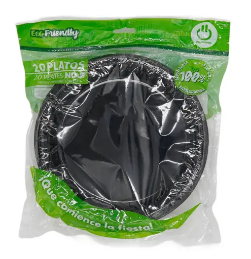 [688] PLATO PLASTICO PARTY IS ON NEGRO NO.9 C/20PZS