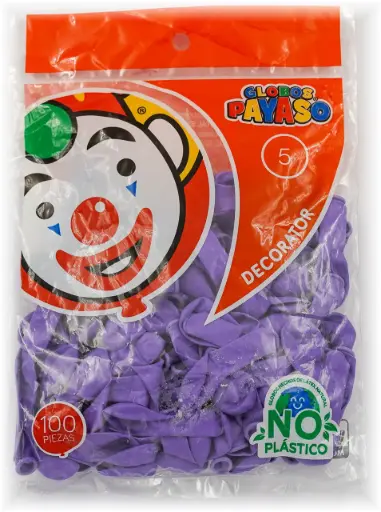 [340] 5" PAYASO VIOLETA C/100PZS