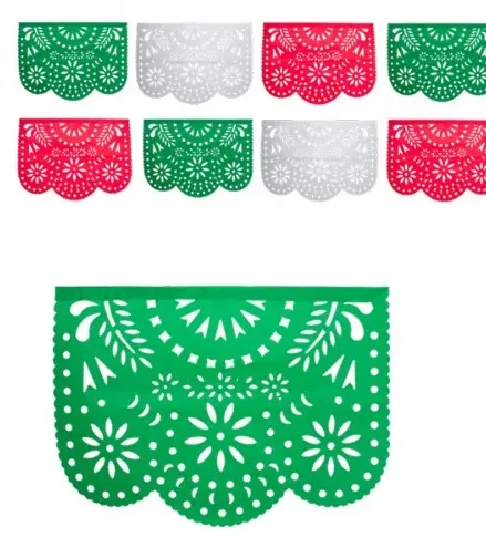 [89898] PAPEL PICADO DESTELLO FLORAL TRICOLOR