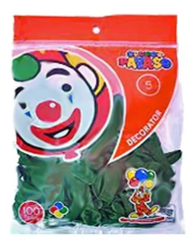 [01] 5" PAYASO PASTEL VERDE OBSCURO C/100PZS