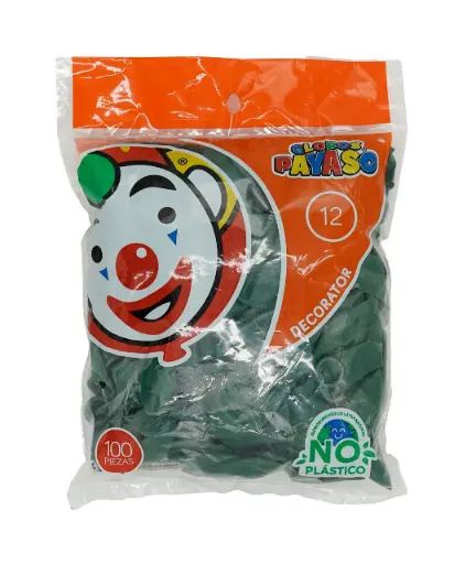 [325] 12" PAYASO PASTEL VERDE OBSCURO C/100PZS