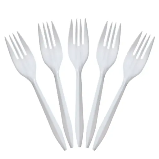 [25] TENEDOR PLASTICO PARTY IS ON  BLANCO C/20PZS