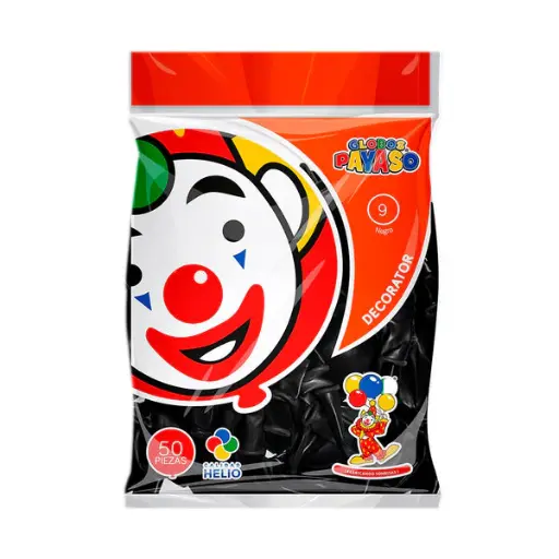 [814] 9" PAYASO NEGRO C/50PZS