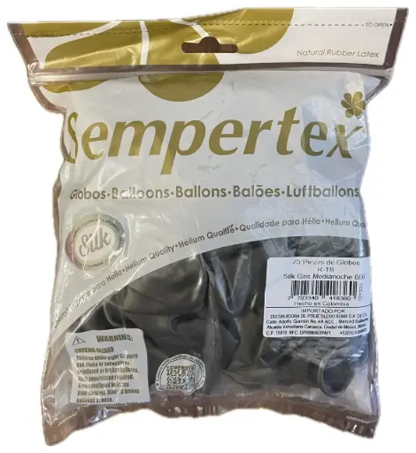 [360] 18" SEMPERTEX SILK GRIS MEDIANOCHE C/25PZS