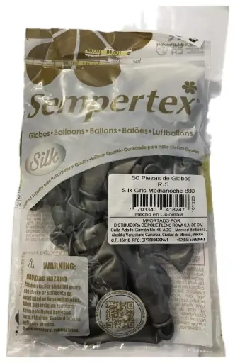 [247] 5" SEMPERTEX SILK GRIS MEDIANOCHE C/50PZS