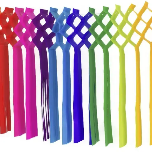 [5670] FESTON DECORATIVO DE PAPEL MORADO Y NARANJA