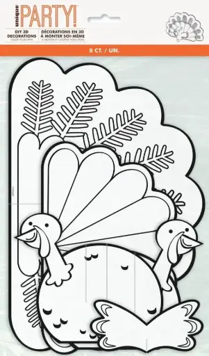 [2879] COLOR YOU OWN 3D TURKEY DECORAATIONS 2CT