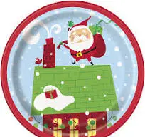 [8640] PAPER PLATES COLORFUL SANTA 