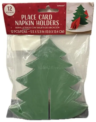 [8647] SERVILLETERO CON TARJETA DE UBICACION FORMA DE PINO