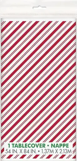 [0730] TABLECOVER RED STRIPES SNOWMAN
