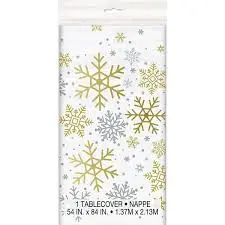 [1233] MANTEL BLANCO COPOS DORADOS 