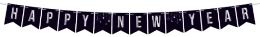 [93324] BANDERIN HAPPY NEW YEAR NEGRO Y PLATA 