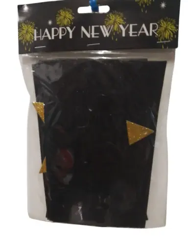 [2040] BANNER HAPPY NEW YEAR NEGRO ESCARCHADO