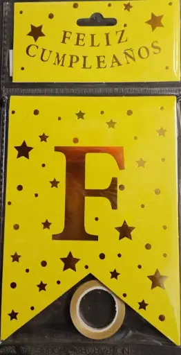 [3244] BANNER FELIZ CUMPLEAÑOS AMARILLO STAR